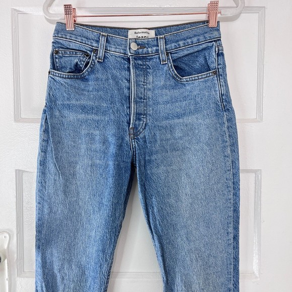 Reformation Jeans Women 26 Blue Serena High Skinny Maya Medium Wash Stretch Crop - Picture 4 of 13